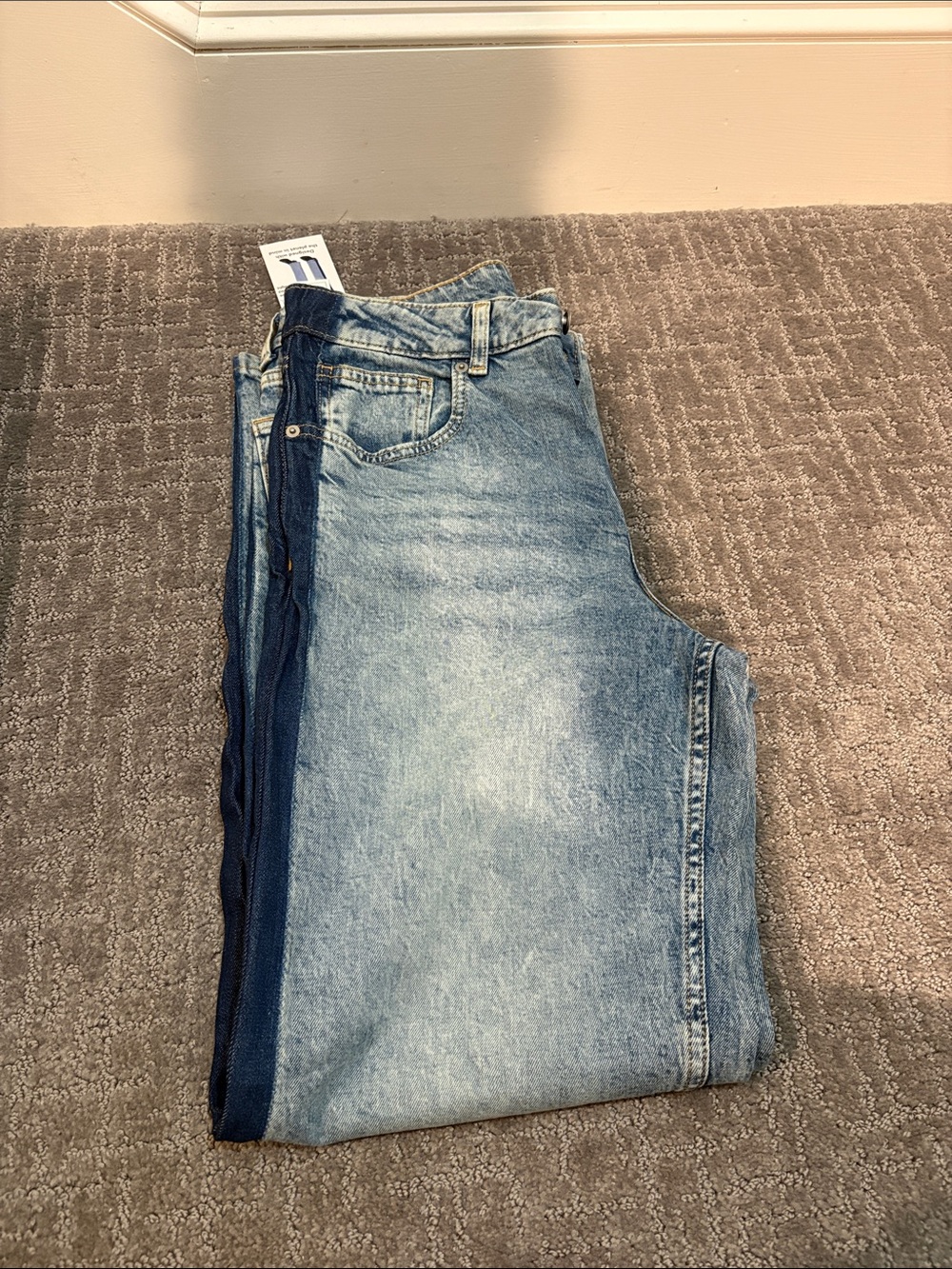 Time and Tru Light Blue High-Rise Jeans with Dark Blue Side Stripe